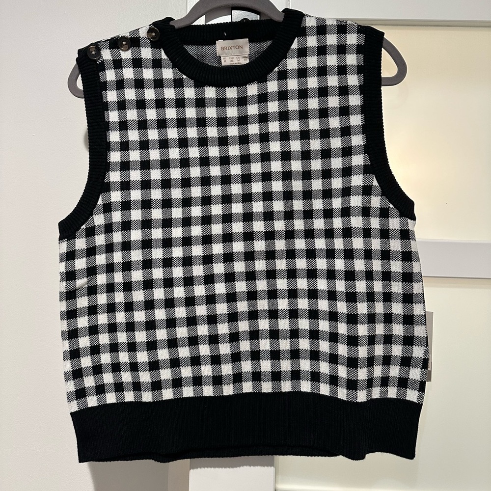NWT!! Brixton gingham sweater vest. Black/white. Size medium.